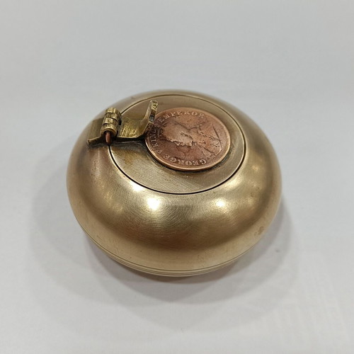 Brass pocket ashtray with glued George V King Emperor coin used