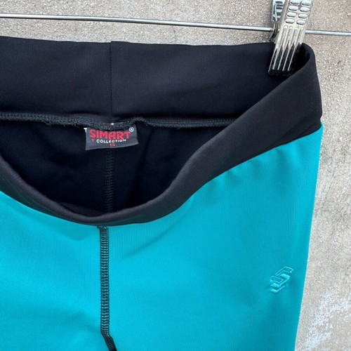 Legging Simart used with mesh panels, size S-M, black and turquoise