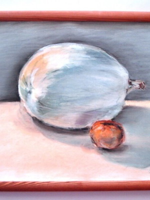 White Pumpkin Pastel Painting 40×30 cm new