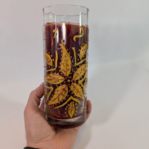 Large decorative candle used with enamel decoration 20x8cm