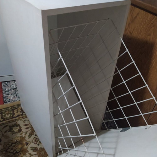 Laundry basket used, large wooden wheeled 130 liters