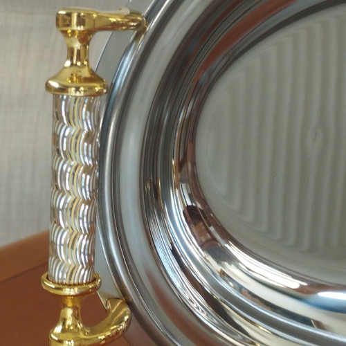 Freddi Italian Serving Tray Inox 18/10 & 24K Gold Like New