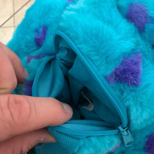 Sulley Monsters Inc big soft furry backpack, new, blue-purple
