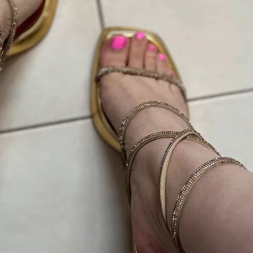Gold platform sandals, size 40, comfortable heel