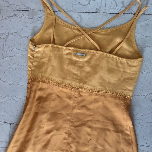 Trussardi Jeans dress used, burnt orange, linen silk fabric