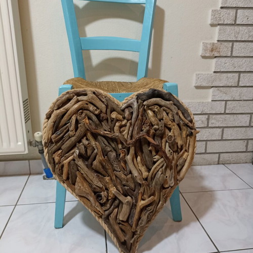 Handmade decorative heart with driftwood