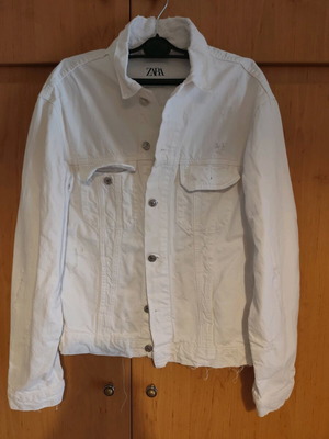 Τζιν τζάκετ Zara μεταχειρισμένο, άσπρο, μέγεθος S