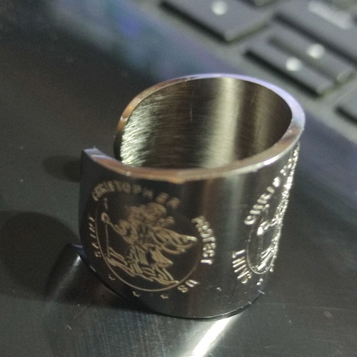 Saint Christopher ring adjustable, stainless steel 304, new