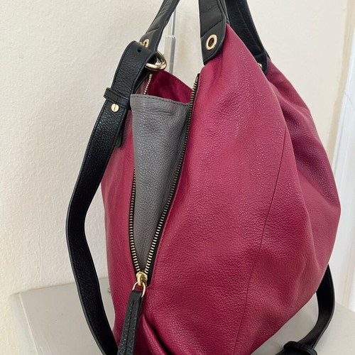 Furla crossbody bag gray and pink like new with light metal marks