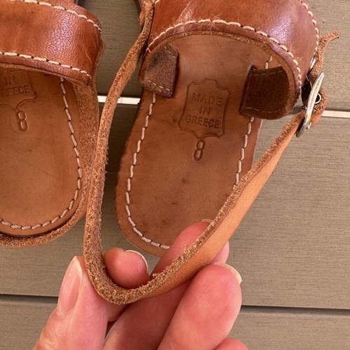 Children's leather sandals with strap, size 26, brown