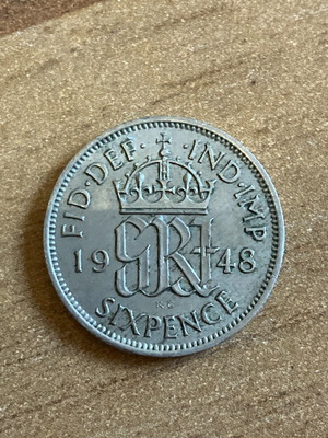 Six pence 1948 used, England