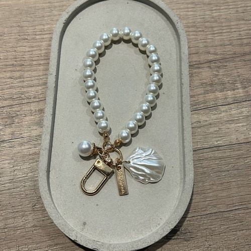 Handmade keychain with white pearls new
