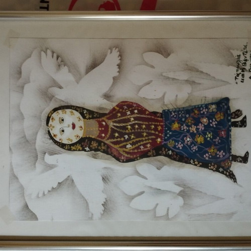 Folk Art Paintings like new, embroidery and hand-painted