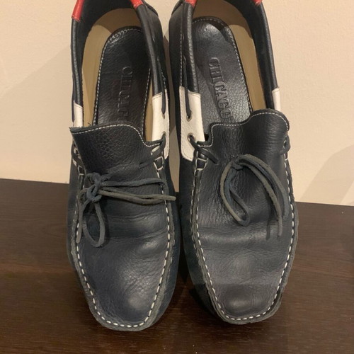 Chicago men's shoes used, moccasin style, size 44, blue and red