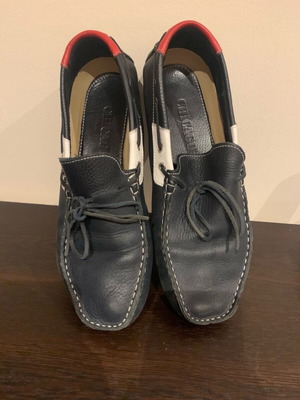 Chicago men's shoes used, moccasin style, size 44, blue and red