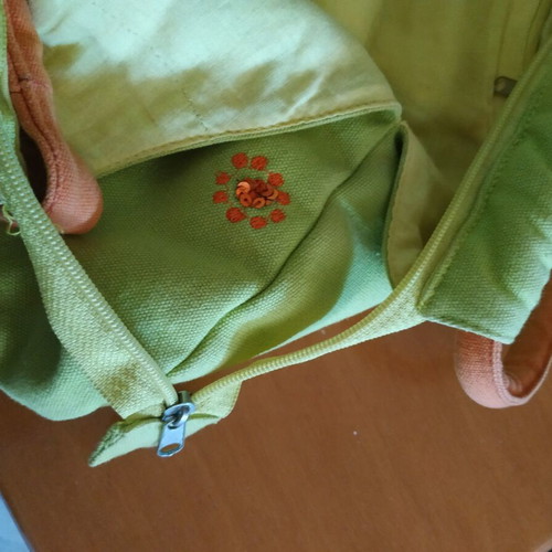 Women's bag like new, canvas with embroidery
