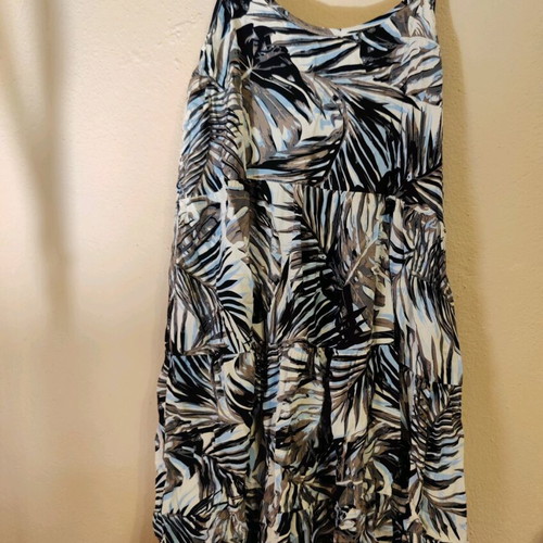 Dress with palm/leaf print straps new, airy, cotton