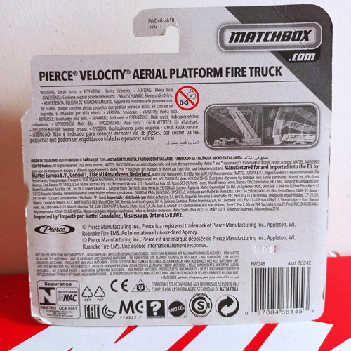 Matchbox Pierce Velocity Aerial Platform fire truck new
