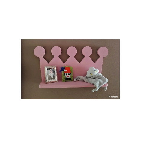 Wooden children's princess crown shelf new, pink
