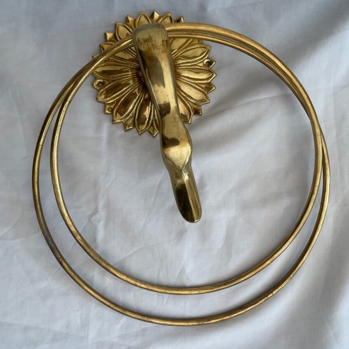 Set of rings used, brass antique curtain or towel holders in gold color