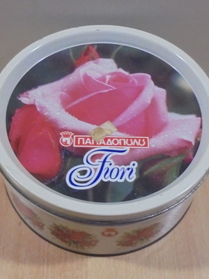 Papadopoulos Fiori biscuits old promotional metal box used empty