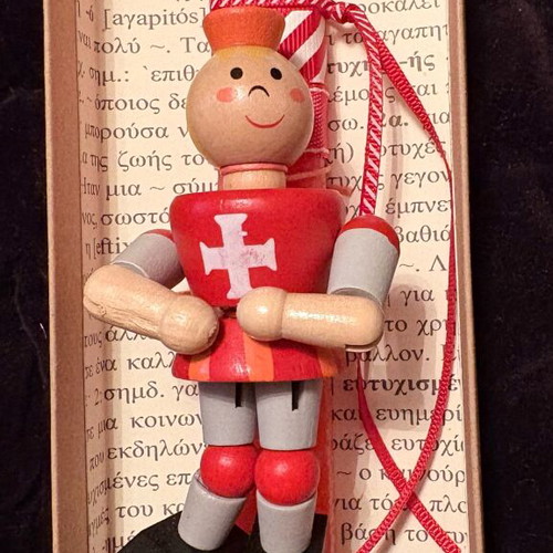 Easter candles with wooden knight figure new