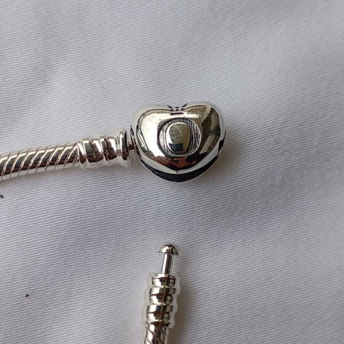 Pandora Snake Chain Bracelet with Heart Clasp silver, like new