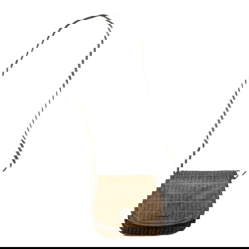 Fendi винтидж чанта тип кросбоди с класически 80-те мотиви употребявана, сива и бежова