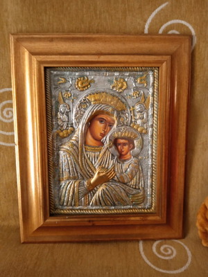 Εικόνα παλιά από ασήμι και χρυσό σαν καινούργιο 37x45