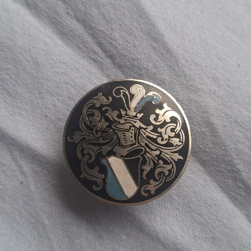 19th Century German Studentika Bandknopf Ribbon Button (Light Blue-White-Black)