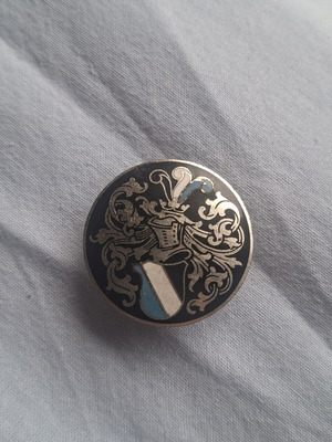 19th Century German Studentika Bandknopf Ribbon Button (Light Blue-White-Black)