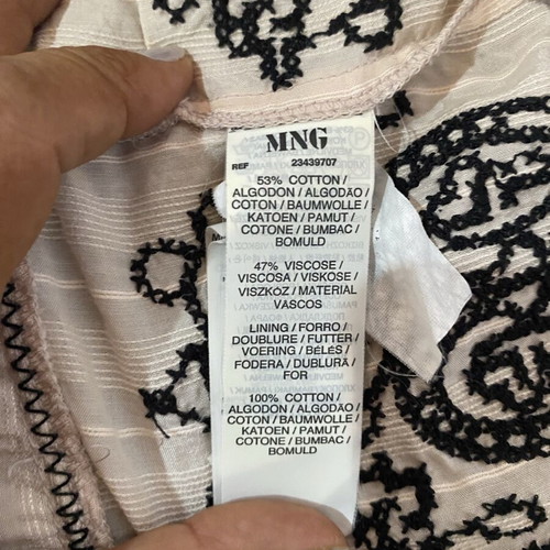 Mango Suit vintage beige dress with black embroidery, size S