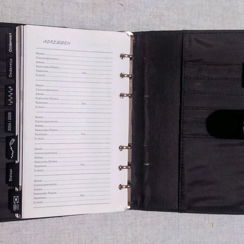 Leather cases for agenda and diary used, set of 2 pieces