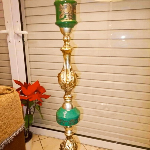 Vintage floor lamp with porcelain and brass