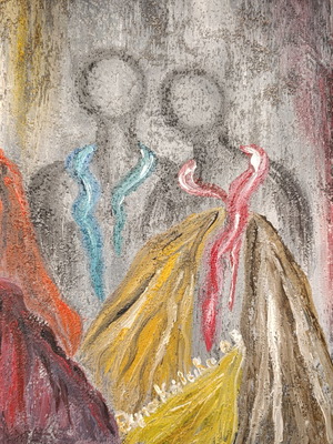 Agiakatsika Acrylic Painting on Canvas 30x40 with Embossed Texture 2008
