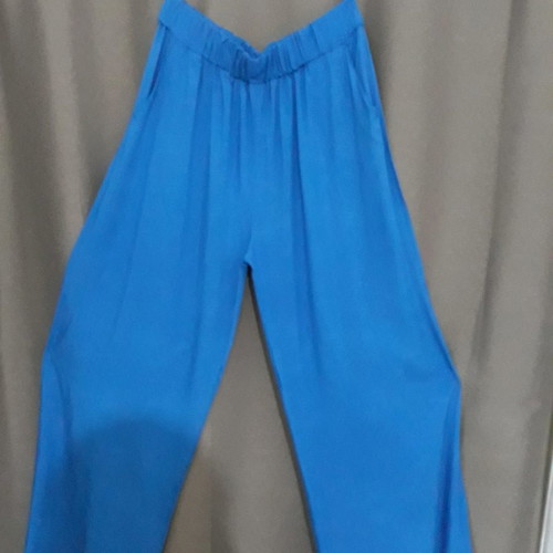 Γυναικεία παντελόνα μπλε καλοκαιρινή Plus Size XXL/XXXL καινούργια με λάστιχο στη μέση