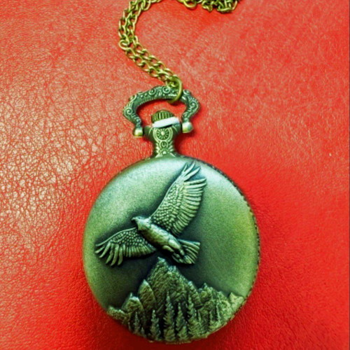 Copper pocket watch with eagle new