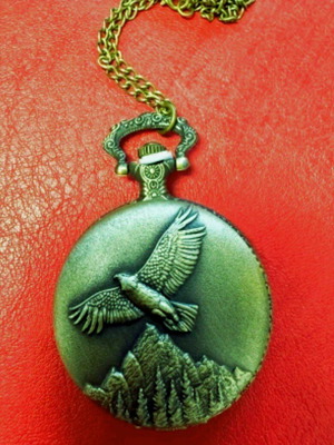 Copper pocket watch with eagle new