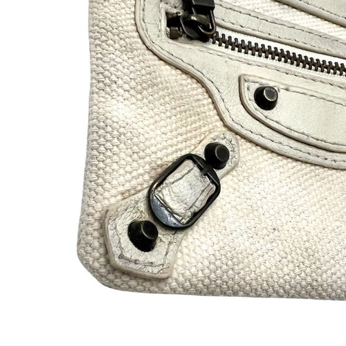 Balenciaga City cloth coin wallet used, beige