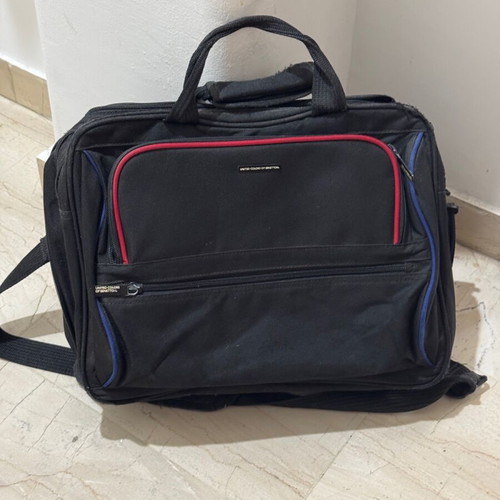 Benetton laptop bag used, black with multiple compartments