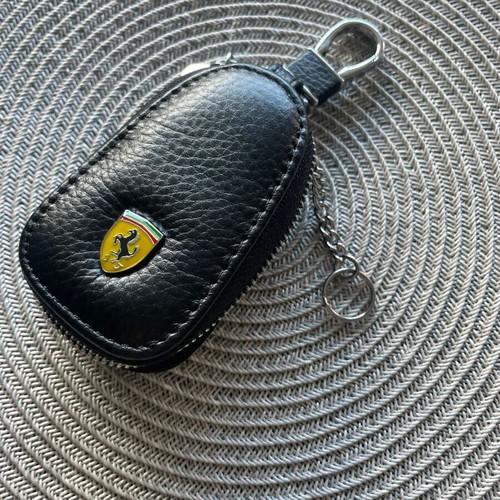 Ferrari leather car key case new, black and gray
