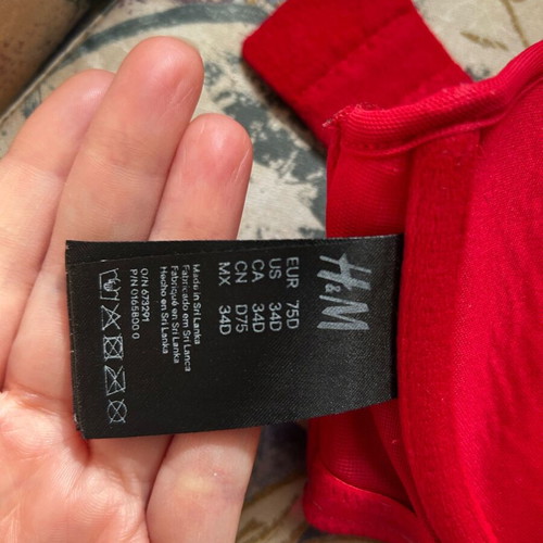 Bra 75D red with padding H&M used