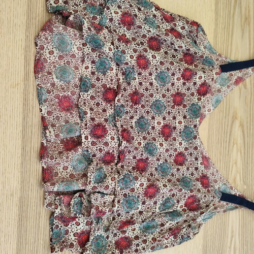 Pull&Bear boho floral crop top L, navy straps, viscose