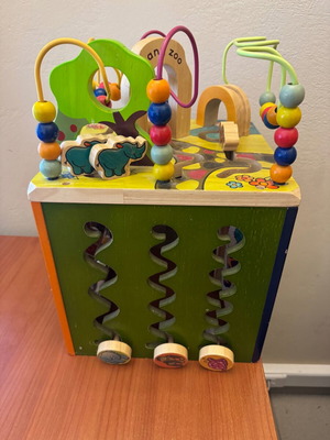 B.Toys Wooden Activity Cube Zany Zoo used