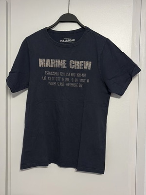 T-shirt Pull&Bear Marine Crew like new, size S, black and gray