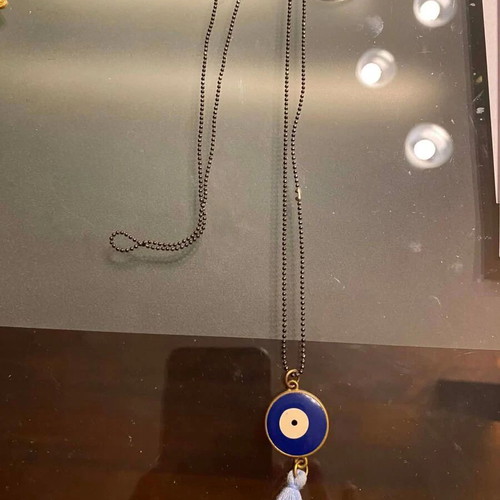 Evil Eye Necklace with Black Chain like new