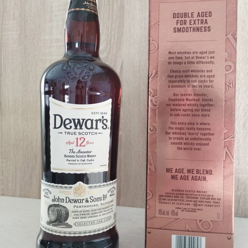 Dewar's 12 Years Blended Scotch Whisky 1 Liter sealed with box