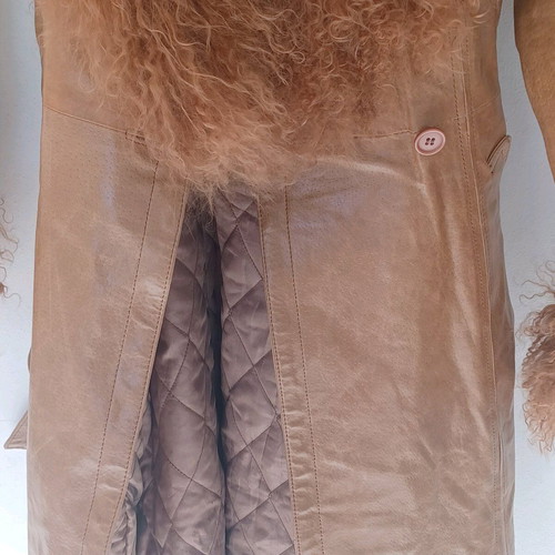 Women's leather coat with wool collar Naf Naf size M, like new