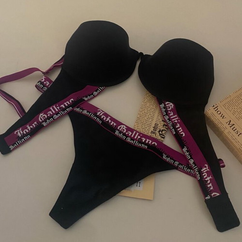 John Galliano black women's underwear set new with push up bra 75C and thong M