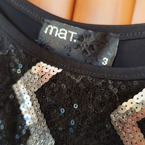 Mat Black Top with Silver Sequins New, Size XXL